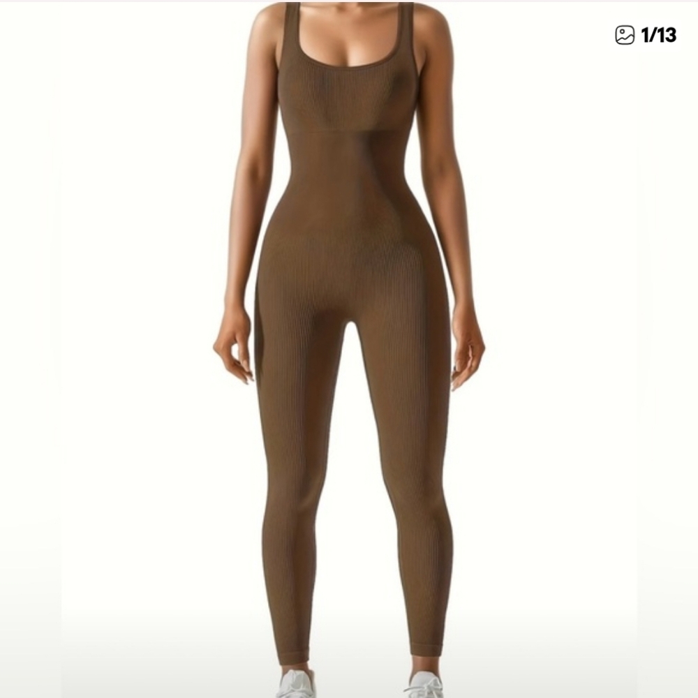 Callie Lives Compression Shapewear Neutral Jumpsuits BROWN  Large
